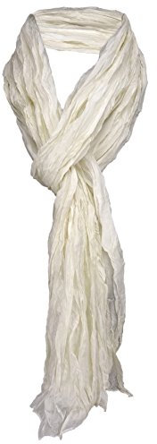 TigerTie gecrashter Damen Seidenschal in creme elfenbein einfarbig - Schal Gr. 180 x 50 cm