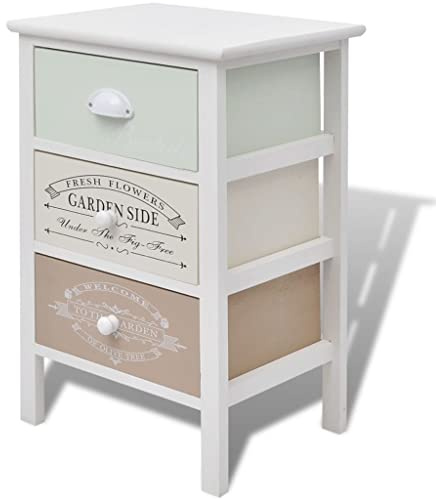 vidaXL French Country Style Storage Cabinet - 3 Drawer Vintage Inspired Hall, Bedroom, Living Room Wood Sideboard Storage Cabinet