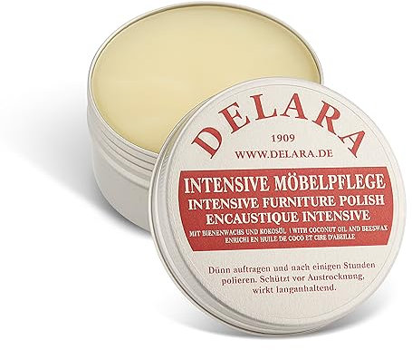 DELARA Entretien intensif des meubles de très haute qualité avec cire d'abeille et huile de coco, 100 ml (incolore) fabriqué en Allemagne