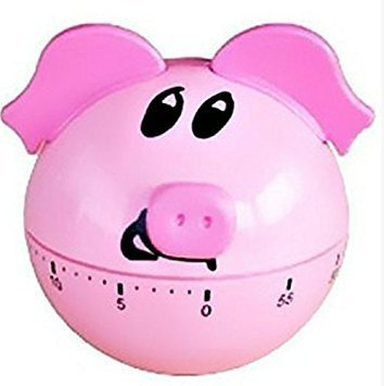 Uteruik Home Decor Novelty Clockwork Kitchen Mechanical Timer Round Bottom Pig