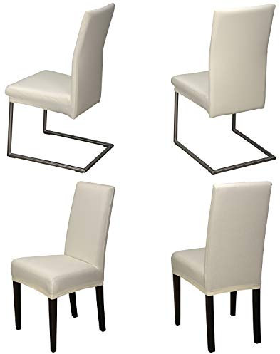 Staboos Stuhlhussen 4er Set - Hochwertige und elastische Stuhlhussen für Swingstühle - Pflegeleichte Stuhlbezüge & Hussen für Stühle - Perfekter Stuhlbezug 4er Set - ÖKO TEX Zertifiziert - Creme