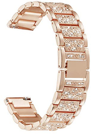 Abanen Uhrenarmband für Fossil 5. Generation 42 mm/Damen 6. Generation, 18 mm, leichtes Metall-Legierungsarmband mit Schnellverschluss-Kristall, für Fossil Q Venture 4/3. Generation, Sport, Rotgold,