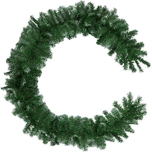 tectake 403317 Weihnachtsgirlande mit Schnee, detailliert und naturgetreu, Schlaufe zum Aufhängen, 270 cm, grün