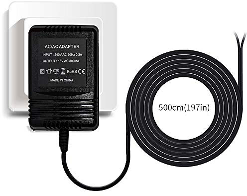 Türklingel-Transformator, 18 V/800 mA Netzadapter für Nest Hello Türklingel und Ring Video Türklingel – 5 m langes Kabel, einfache Installation, schnelles Laden