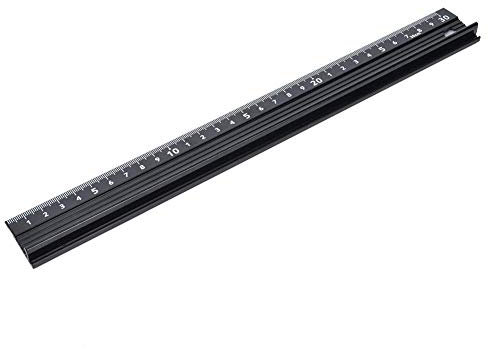 L-Type Règle de Coupe En Alliage D'aluminium en Métal Artisanat Règle de Sécurité Mesure Rédaction Outil Avec Bande en Caoutchouc pour Mesurer Le Cuir(L-Type 30cm)