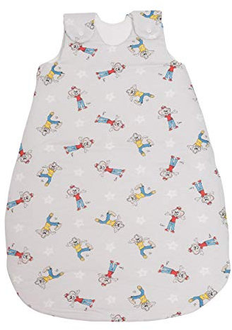Pic Bear - Saco de dormir para bebé (encerado y transpirable, para todo el año, tejido certificado Öko-Tex, cuatro tamaños ajustables (estrellas gris-blanco, 74/80)