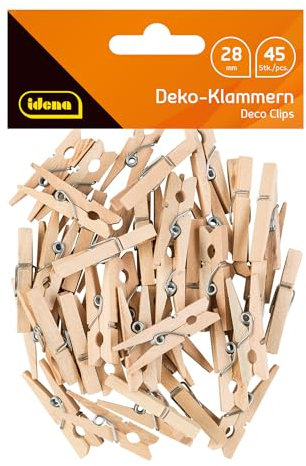 Idena- Lot de 45 Pinces Miniatures en Bois, Environ 2,8 cm de Long pour bricoler, décorer, 63135