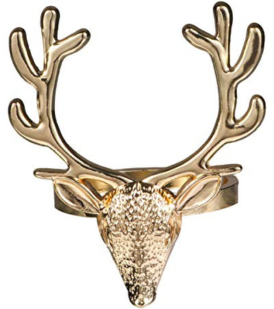 ABOOFAN 4Pcs Urlaub Hirsch Serviettenringe Halter Metall Serviettenring Serviettenschnalle für Hochzeit Weihnachten Dinnerpartys Home Tischdekoration Golden