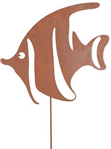 UNUS Gartenstecker Fisch klein Gartendeko aus Edelrost Metall für Garten Terrasse oder Balkon