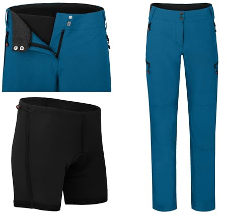 Bergson Vina | Damen Radhose (mit gepolsterter Innenhose) - Inklusive herausnehmbarer Rad-Innenhose (gepolstert), Robust & elastisch, Wasserabweisend (PFC-frei), Schnelltrocknend, Comfort-Bund, 5 Tas