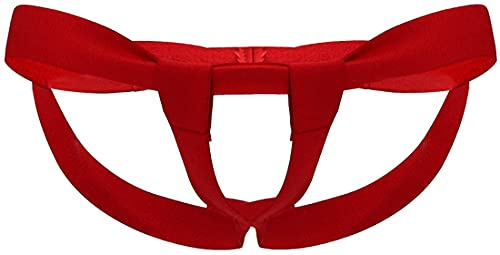 Bommi Fairy String pour homme ouvert avec anneaux glissants et renforts avec dos nu Jockstraps sous-vêtements de sport pour homme taille basse, rouge, 24.0-38.0