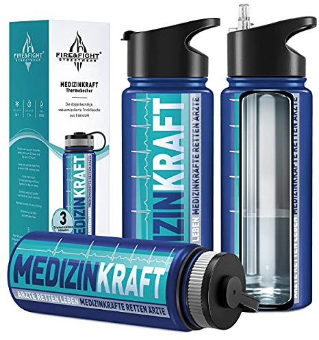 Termo XL para enfermeras o médicos Active Flask, idea de regalo – Acero inoxidable aislado al vacío, doble pared de 530 ml, 3 cierres a prueba de fugas, servicio deportivo y viajes