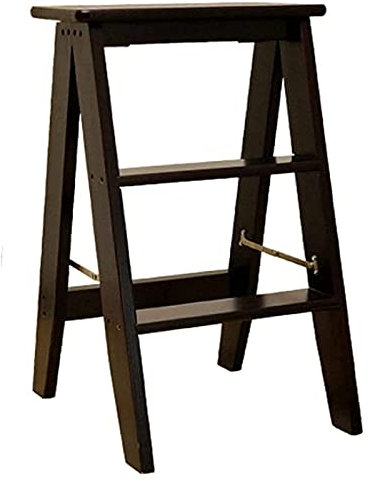 Sywlwxkq Portable Step Stool Simple Family Stool - Chairs Wooden Adult Solid Wood Folding Staircase/Multi-Functional Wooden Chair/Mobile Ladder/Double Ladder