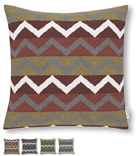 Neutex for you! INKAS Kissenhülle, Deko Kissenbezug für Sofakissen, 48 x 48 cm (H/B), 487439, Made in Germany, Oeko-Tex Standard 100, beere-Koralle-Safran-wollw.
