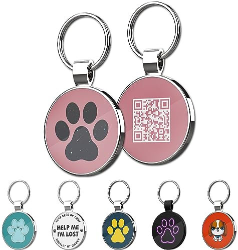 MYLUCKYTAG QR Code Pet ID Tags Dog Tags - Online Pet Profile - Scan QR Receive Instant Pet Location Alert Email