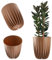 KADAX Pot de Fleurs en Plastique Moderne - Avec Matériaux Naturels, Motif Géométrique, Insert - Rond, Haut (∅ 30 cm, Marron)