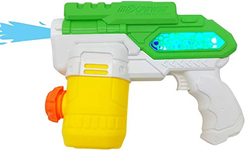 alldoro 63077 Elektrische Water Power Wasserpistole ca. 22 cm, Wasserkanone mit Licht, Reichweite bis zu 8 Meter, Wasserspritzpistole für Strand, Garten und Freizeit, für Kinder ab 3 Jahren, Grün