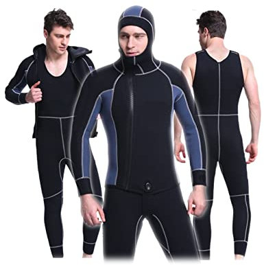 5MM Neoprenanzug Vollständige Neoprenanzüge Neoprenanzug Zum Speerfischen 2-teiliges Set Mit Festen Kreuzgurten Super Dehnbares Kajak Zum Tauchen, Surfen, Schnorcheln ( Color : Black , Size : XXL )