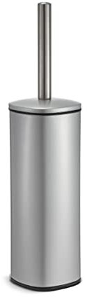Blue Canyon Santorini Toilet Brush & Holder for Bathroom, Flexible Toilet Bowl Plastic Brush Head for Deep Cleaning, Compact Size, Elegant Design – Silver