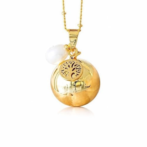 Bola de grossesse lisse or jaune breloque arbre de vie perle d'eau douce