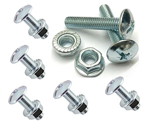 TERF® M6 X 40mm Roofing and Cable Tray Bolt with Flange Nut M6 (6mm) X 40mm Roofing Cable Tray Bolt Pozi Drive Dome Head with Serrated Hex Flange Nut Steel - Pack of 10