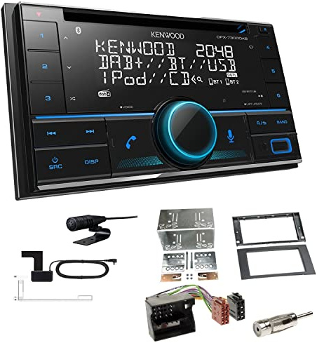 Kenwood DPX-7300DAB 2-DIN Autoradio mit Bluetooth Digitalradio DAB+ USB CD passend für Ford Fiesta 2005-2008 schwarz