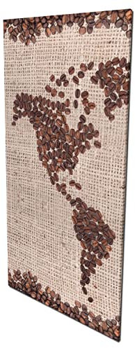 wandmotiv24 Garderobe Weltkarte Kaffee Hochformat - 55x100 (BxH) - Leinwand Wandgarderobe, inklusive Garderoben-Haken, Kleiderhaken, Set M0012