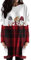 OMZIN Frauen Weihnachten Sweatshirt Plaid Graphic Shirt Casual Langarm Mode Pullover Tops mit Taschen Bunt L