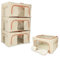 DAJAVE 4 Pack 24 L Clothes Storage Bags, Small Foldable Cloth Storage Boxes with Lids Small Steel Frame Smart Space Boxes for Clothes, Bedding, Blankets (Beige)
