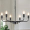 MRHYSWD Kronleuchter Schwarz, 6 Flammig Vintage Pendelleuchte Antik Hängelampe Landhausstil, Industrial Deckenleuchte mit E14 Fassung für Wohnzimmer, Schlafzimmer, Küche, Flur, 29 cm x 16 cm x 10 cm
