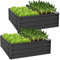 ML-Design Juego de 2x Arriate de Altura para Plantas, Cama Elevada 90 x 90 x 30 cm 240 Litros Antracita Marco para Huerto Urbano, Impermeable Accesorio para Jardín Ideal Verduras Frutas Flores Cultivo