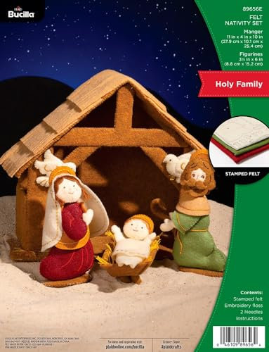 Bucilla, Holy Family 89656E Filz-Applikation, 5-teiliges Weihnachtskrippen-Set, perfekt für Bastelarbeiten, Kunst und Handwerk