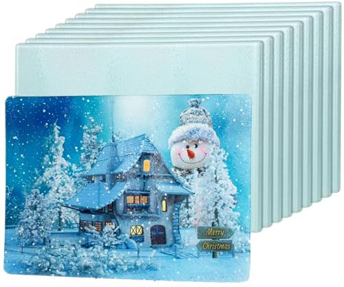 CALCA 12-teiliges Set 27,9 x 20,1 cm gehärtetes Glas Schneidebrett Sublimationsrohlinge mit weißer Beschichtung rau