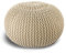casamia Pouf Ø 55 o. 45 cm Strickhocker Sitzpouf Bodenkissen Premium Outdoor nachhaltig Größe ø 45 cm, Farbe Creme - warm Sand