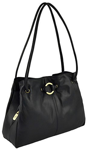 Gigi Othello Collection Damen Handtasche aus weichem Leder, Schwarz, Schwarz