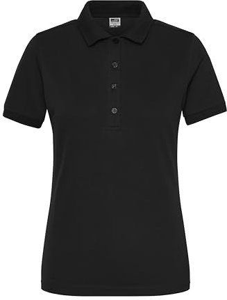 James & Nicholson Damen Bio Workwear Polo Stretch - Elastisches Polo-Shirt mit tailliertem Schnitt | Farbe: Black | Grösse: L