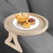 Gatphy Sofa Side Arm Tray, Wooden Couch Arm Table Clip On Tray Foldable Armrest Side Tables Space Saving Round Sofa Side Tables Organiser for Drinks Snack Phone Magazine Remote (Round)