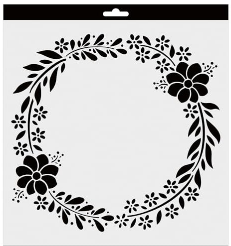 Aladine - Schablone Krone, Blumen, 30 x 30 cm – Schablone für Dekoration aller Oberflächen – Schablone Filzstifte, Malerei, Airbrush – Zeichnung Blumenkranz – 81228