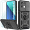 Yohii Cover Xiaomi Redmi Note 13 4G (Non per 5G), con 2 Pack Vetro Temperato, Protezione Fotocamera 360° Metallo Anello Supporto Militare Silicone Antiurto Hard PC Custodia - Nero