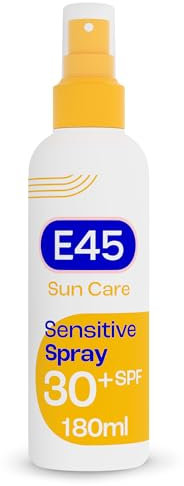E45 Sunscreen Spray for Sensitive Skin SPF 30 - Hydrating Sun Protection with high UVA and UVB - Instantly Moisturising for Dry Skin, Sensitive Skin and Eczema Prone Skin - 180 ml