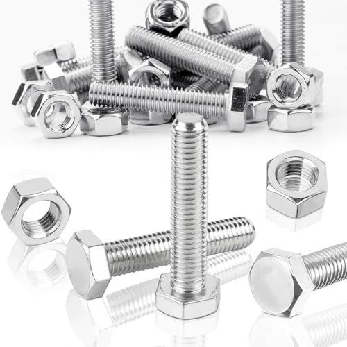 SWTYExt 30 Set Tornillos Acero Inoxidable M6 x 40 mm Pernos y Tuerca Hexagonal DIN 933/ISO 4017 Tornillería Inox A2 V2A Tornillos con Tuerca Rosca Completa Juegos de Tornillos Hexagonales