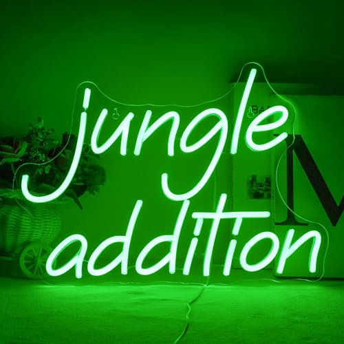Horseneon Jungle Addition Neon Sign Jungle Neon Light Sign Letter Neon Light Neon Signs for Wall USB Dimmable neon Lights for Bedroom Garden Bar Livingroom Wedding Jungle Decor