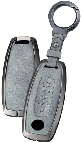 TECART Schlüsselschutz Schlüssel Schutz Etui für Nissan Juke Qashqai Teana Altima Ariya X-Trail Rogue T33 J12 Pathfinder Metall Schlüsselanhänger Abdeckung Schlüsselanhänger 3 Tasten-Grau