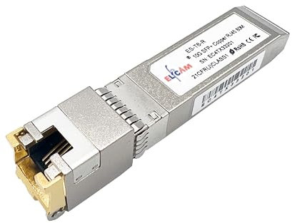 Elfcam® - 10Gb SFP+ Transceiver Module en RJ45 pour Freebox Ultra, 10Go SFP+ Module 10Gbase-T-80m, Jusqu'à 80 Mètres sur Un Câble Ethernet Cat7/ Cat8
