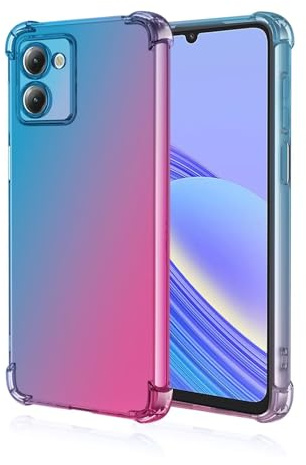 HONLEN Hülle für HMD Pulse Pro Case, (6.65 Inches) Transparent Farbverlauf Design TPU Silicone Handyhülle, Verstärkung mit Vier Ecken Cover Blau Rosa