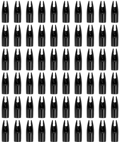PATIKIL Archery Arrows Nocks 7mm, 60 Pcs Plastic Glue on Arrow Nock Replacement for Hunting Arrows Compound Bow Recurve Bow, Black