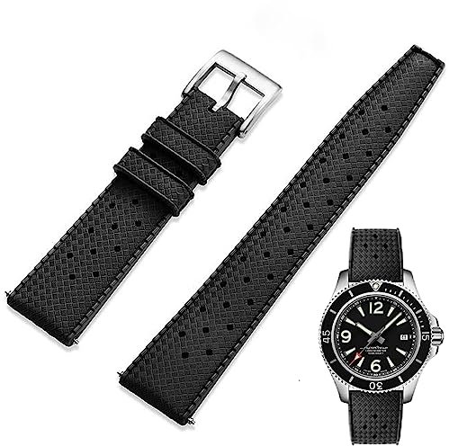 Niziruoup FKM Rubber Watch Strap Tropical Style Quick Release Fluororubber 18mm 20mm 22mm Soft Breathable FKM Rubber Watch Band Universal Replacement Band Strap for Men Women