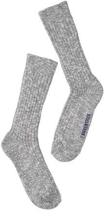Birkenstock Calza in cotone a costine Grigio e Bianco 36-38