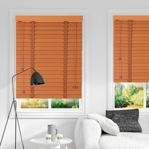 DZHTUF Horizontale Jalousien Innen, Jalousien Holz, 50cm 60cm 80cm 90cm 100cm 110cm 120cm, Massivholzjalousien, Verdunkelungsjalousien Für Fenster Und Türen,W×H-80x110cm/31x43in