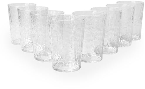 Yanglonghui Vasos de plástico de 24 onzas (juego de 8), tazas de plástico reutilizables, tazas acrílicas sin bisfenol A, resistentes a los golpes, interior texturizado, seguro para lavavajillas (color
